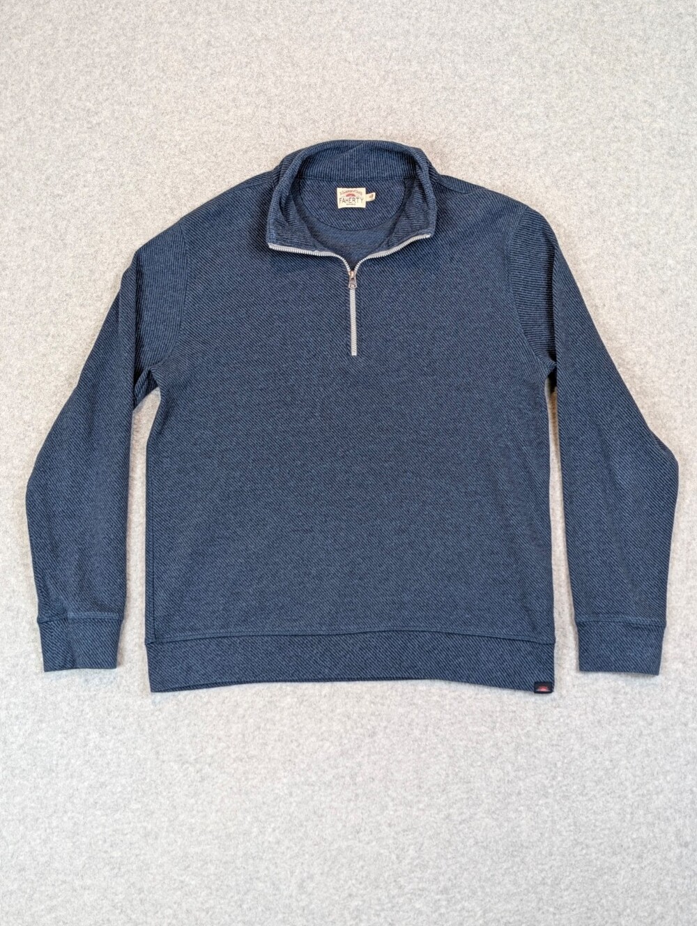 Faherty Legend Sweater Quarter Zip Mens Medium M Blue Pullover 1/4 Stretch